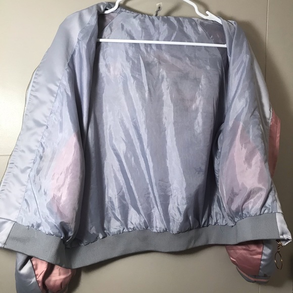 Unique Embroidered Bumblebee Satin Bomber Jacket - Picture 15 of 16